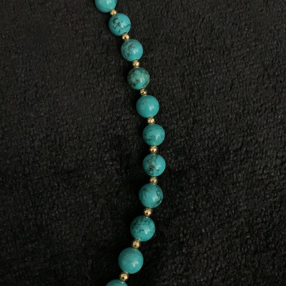 Turquoise and Gold Beaded Necklace - Picture 7 of 15